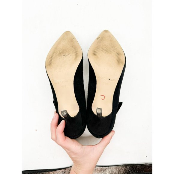 Marc Fisher Thunder Black Suede Heels Bow Pointed Toe Cocktail 7.5 - Picture 10 of 11